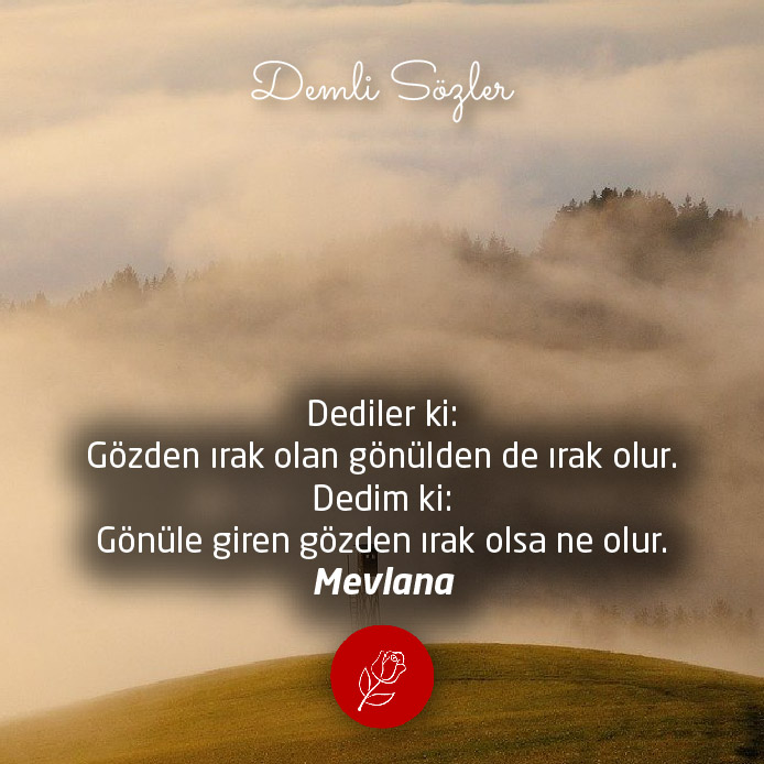 Dediler ki: Gözden ırak olan gönülden de ırak olur. Dedim ki: Gönüle giren gözden ırak olsa ne olur.